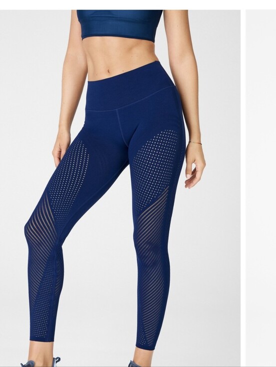 Fabletics Pants - Fabletics ,Sculpknit Navy Seamless High-Rise Laser-Cut Leggings, Size S